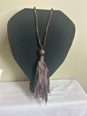 Mestière Gold-tone Chain Necklace with Wood Beads